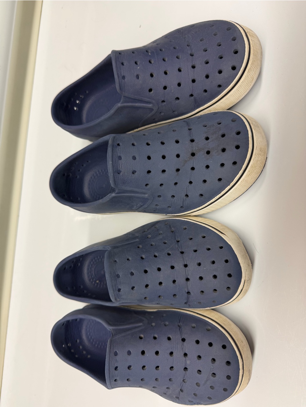 2 pairs of Native Shoes Kids Miles Navy Slip-On Water-Resistant C12 and C13